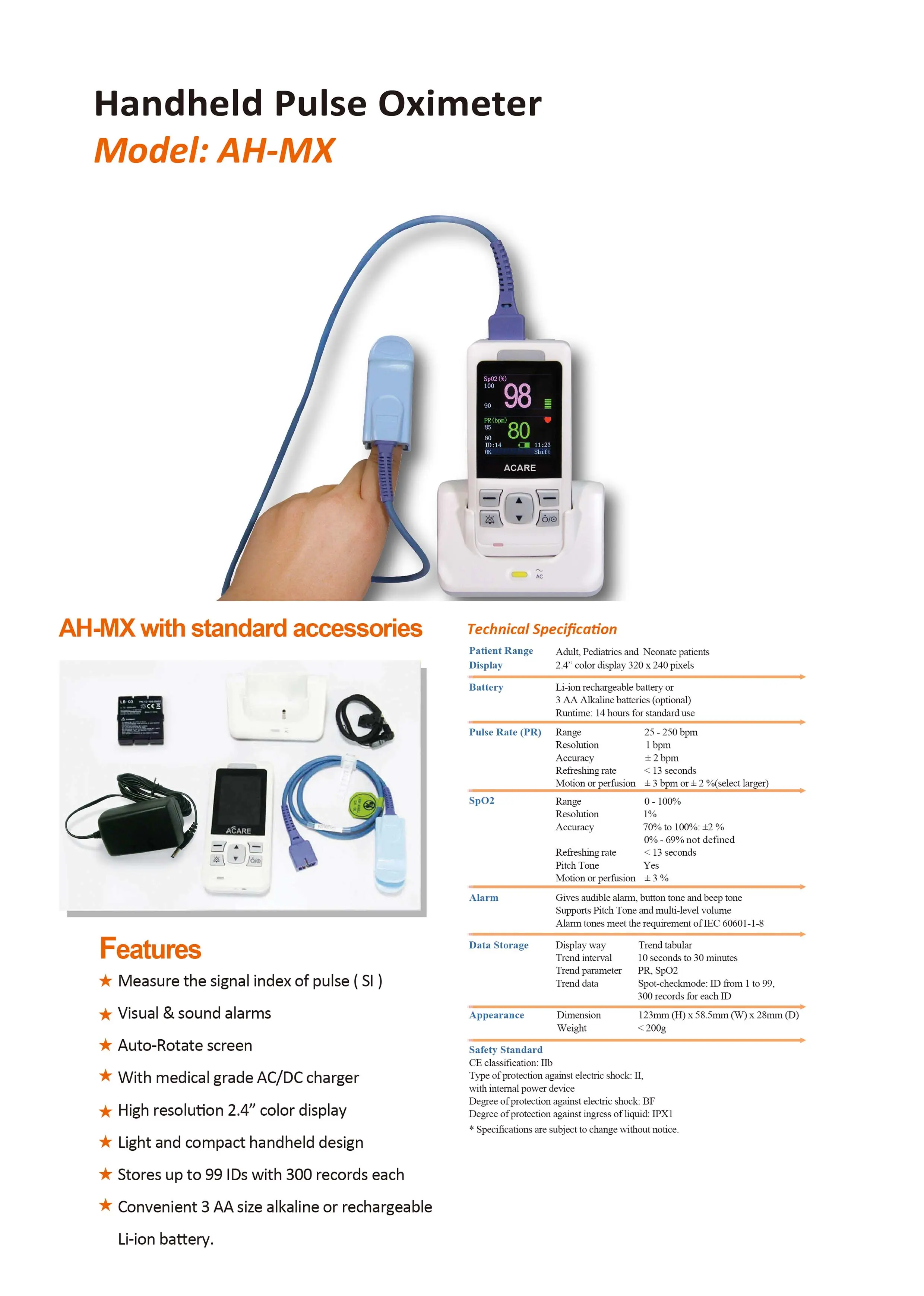 AH-MX Handheld Pulse Oximeter